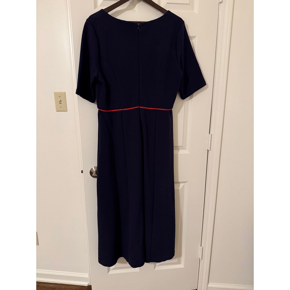 Boden NWT Navy/Red Fit and Flare Midi to Maxi Dress Ponte Knit Size 14L